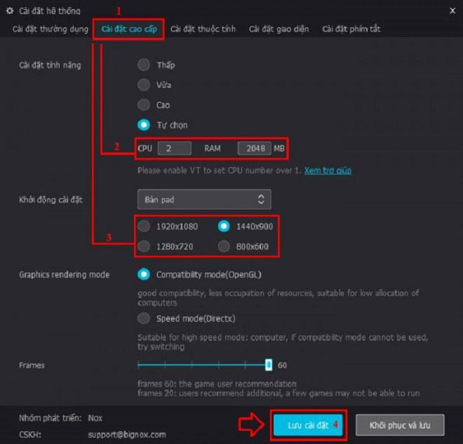 Cài đặt giao diện phần mềm giả lập Nox