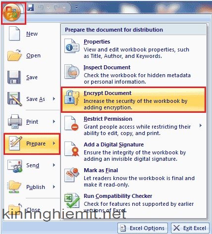 cách đặt pass cho file excel