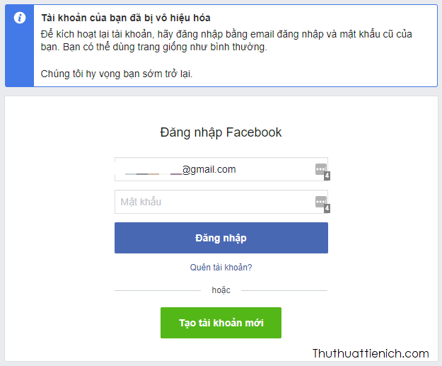 Kết thúc quá trình khóa tài khoản Facebook tạm thời